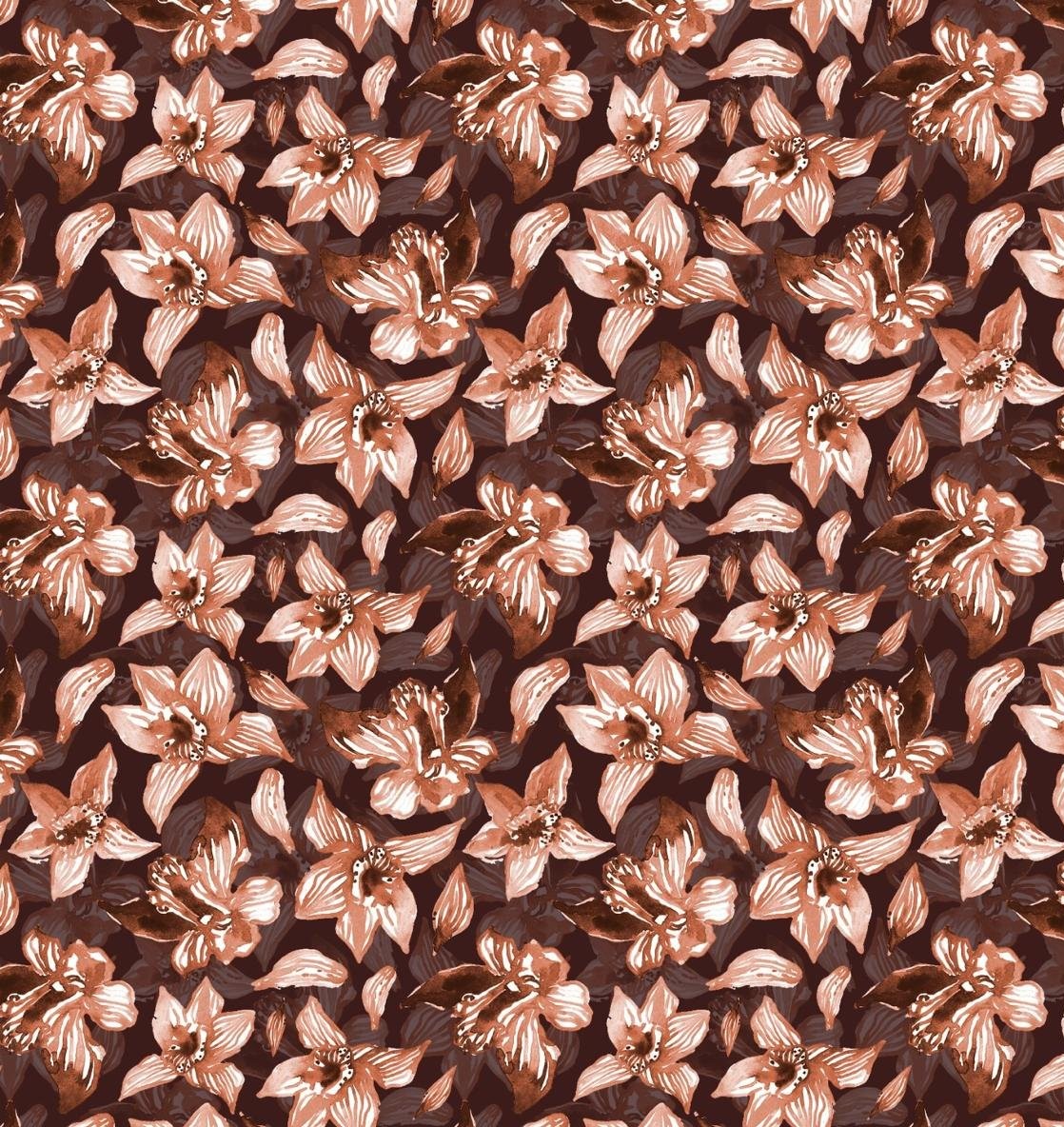 Copper Orchid on Brown