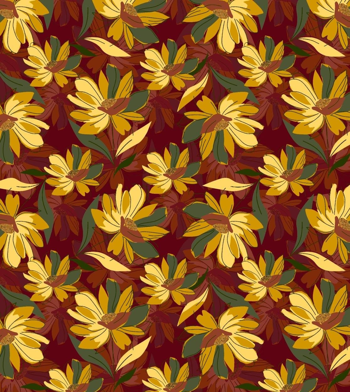 Burgundy Sunflower Print
