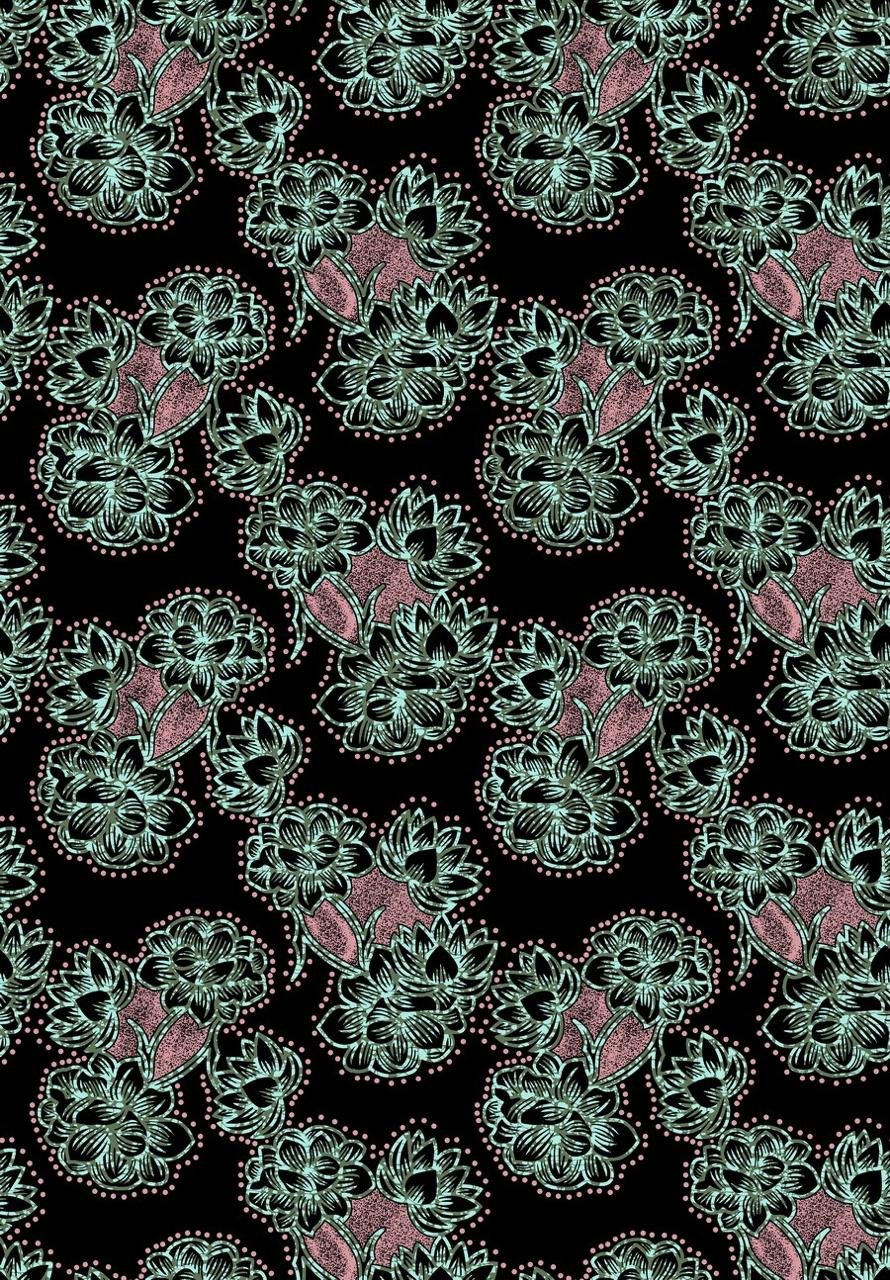 Batik Lotus on Black